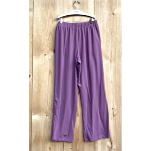 Garnet Hill Mauve Wide Leg Pull On Pants Sz Medium - Picture 2 of 6